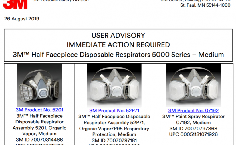 3M Issues “STOP USE” on Certain 5000 Series Respirators