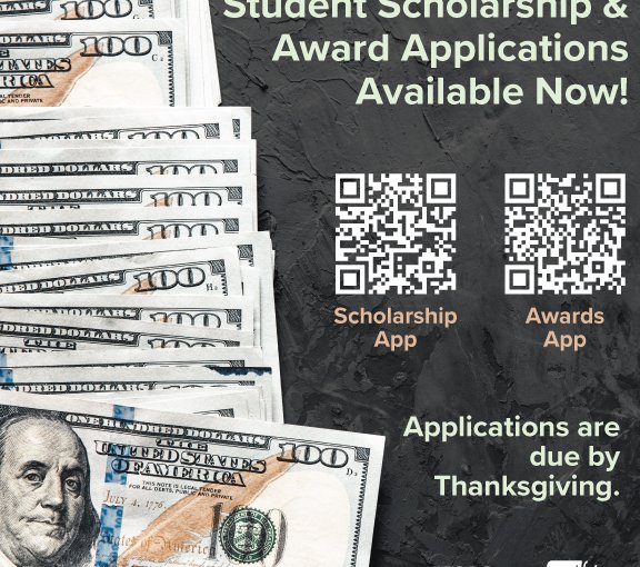Student Scholarship and Awards Applications are Due by Thanksgiving